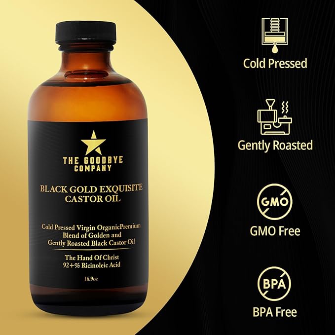 The Goodbye Company Organic Jamaican Black Castor Oil for Hair, Skin, Brows & Lashes, 16.9 oz