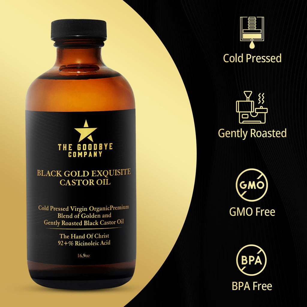 The Goodbye Company Organic Jamaican Black Castor Oil for Hair, Skin, Brows & Lashes, 16.9 oz