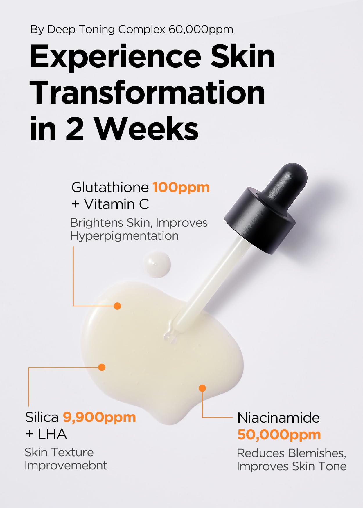 bewants Skin Brightening Glutathione Serum, Deep Toning Complex for Even Skin Tone, with Vitamin C, Niacinamide 50,000ppm, and Dark Spot care, 1.01 fl oz (1 Pack)