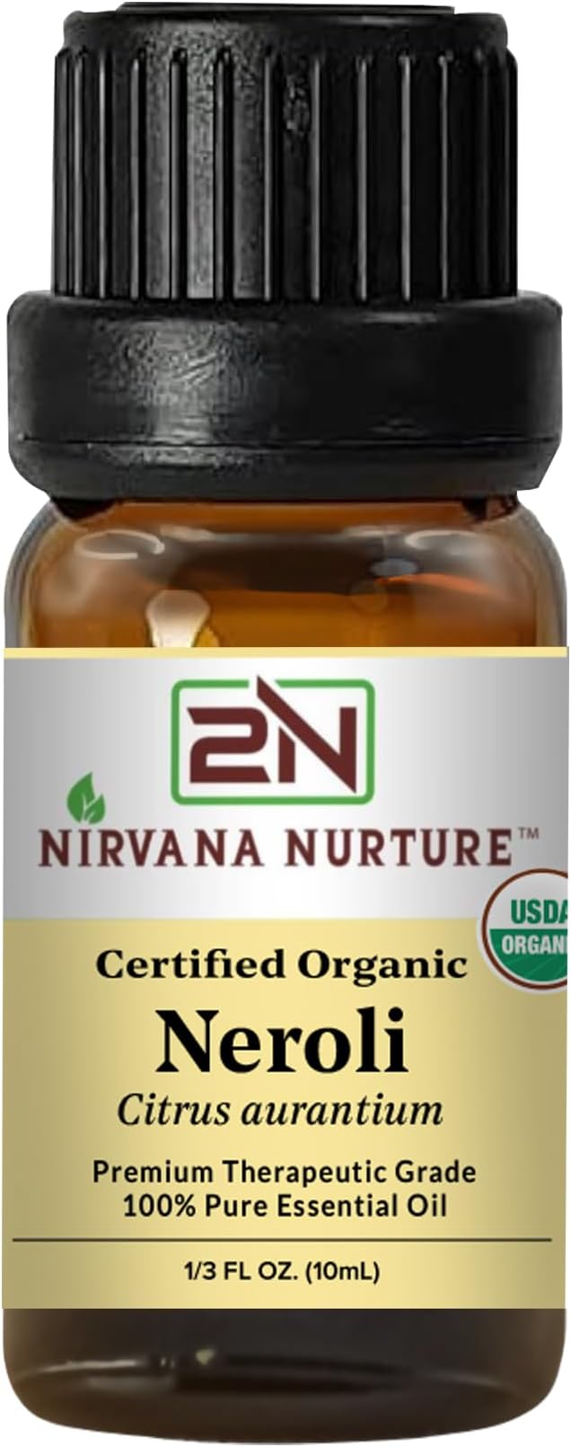 Nirvana Nurture Neroli Essential Oil, USDA Certified Organic, 100% Pure Undiluted, Aromatherapy Oil for Diffuser, Hair & Skin Care