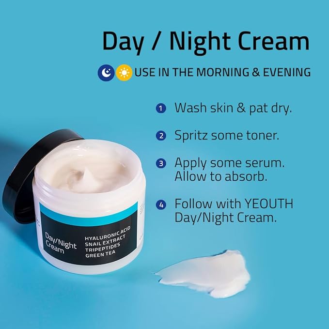YEOUTH Day Night Face Cream with Snail Mucin for Dry Skin, 2oz