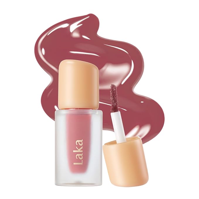 Laka Fruity Glam Tint Mini | Glowing Korean Lip Tint with Hydrating Lightweight Texture | Buildable Color, Non-Sticky High Shine Gloss | K-Beauty Korean Makeup | #145 Guava, 0.07oz