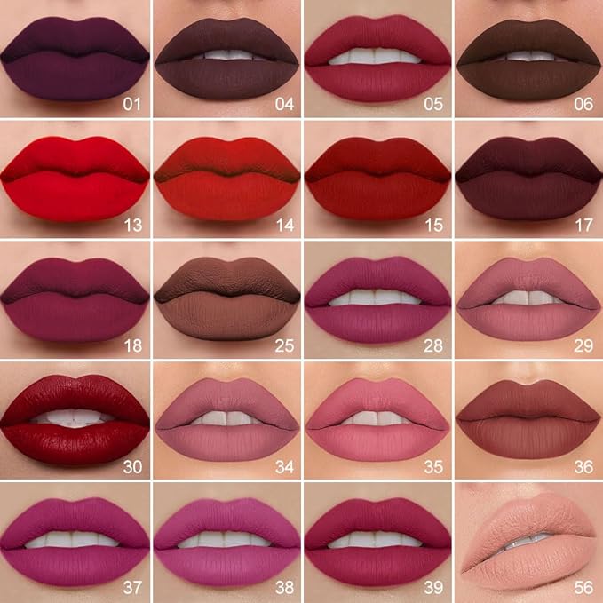 evpct 1Pcs Dark Deep Red Matte Lip Liner and Liquid Lipstick Stain Makeup Set for women, Red Long Lasting Smudge Proof Lipstick labiales matte mate larga duracion listip 24 hours originales,17#