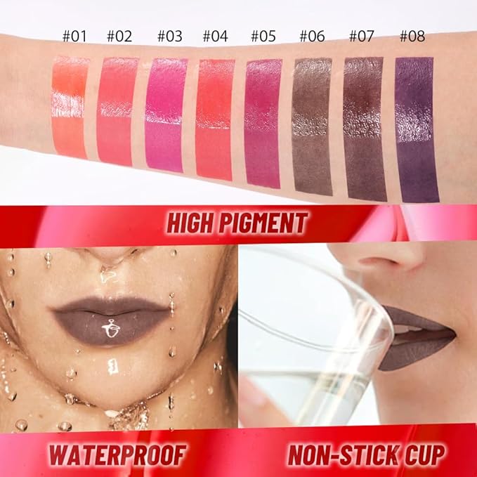 Brown Peel off Lip Stain Lip Oil Dual Ended Combo Set with Tweezer, 2 in 1 Lips Liner Stain Oil Long Lasting Waterproof, High Pigmented Flawless Lips Tint Stick Not Faded Vegan & Cruelty-free