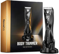 Lijecozy Pubic Hair Trimmer for Man - Cordless Body Hair Trimmer for Men - Electric Ball Shaver with Display & Light - Waterproof Wet/Dry Groomer kit for Groin - 4000K Light - Cosmic Black