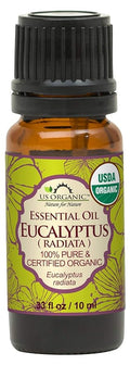 US Organic 100% Pure Eucalyptus Essential Oil (Radiata) - USDA Certified Organic, Steam Distilled - W/Euro droppers (More Size Variations Available) (10 ml /.33 fl oz)