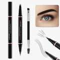 LAVONE 2-in-1 Waterproof Eyebrow Pen with 4 Tip Brow Pen and Ultra-Precise Brow Pencil, with Dual-ended Eyebrow Brush, Ebony 01