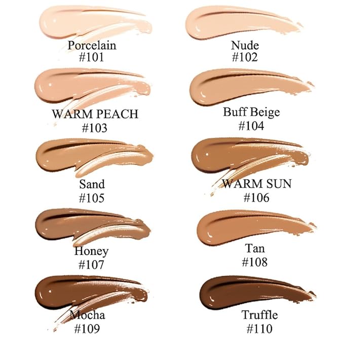 2 Pack PHOERA Foundation,Full Coverage Flawless Soft Matte 24HR Oil Control Liquid Foundation.103 Warm peach