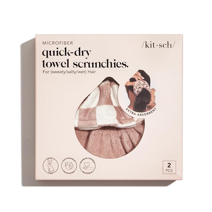 Kitsch Microfiber Quick-Dry Hair Towel Scrunchie - Terracotta, 2 pcs