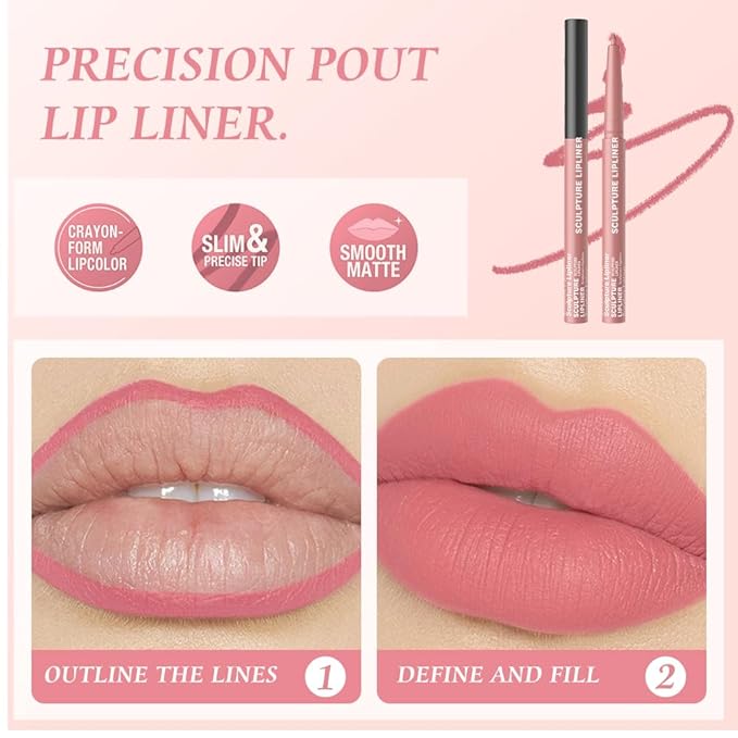 Hxssll 12 Colors Matte Lip Liner Pencil – Long Lasting Waterproof Lip Liner, Smudge Proof Transfer Proof Lip Pencil, High Pigment Lip Makeup for Defining & Filling Lips (03#, 1PCS)