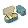 TAIMY Small Travel Jewelry Case, Mini Tiny Plush Velvet Jewelry Box for Women and Girls, Pocket Size Jewelry holder organizer for Rings Earrings and Small Items(Coral Blue)