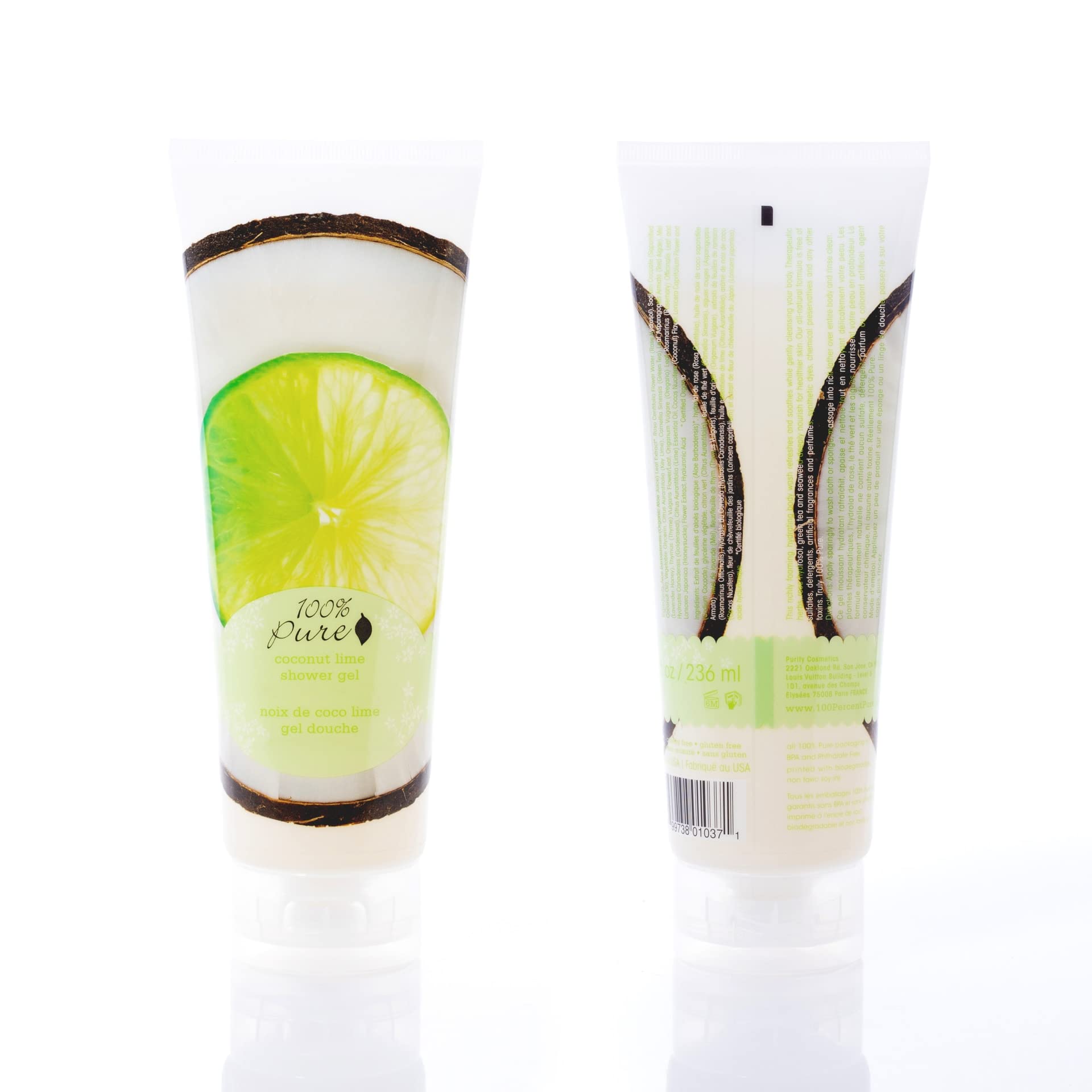 100% PURE Coconut Lime Shower Gel Natural Foaming & Hydrating Body Wash