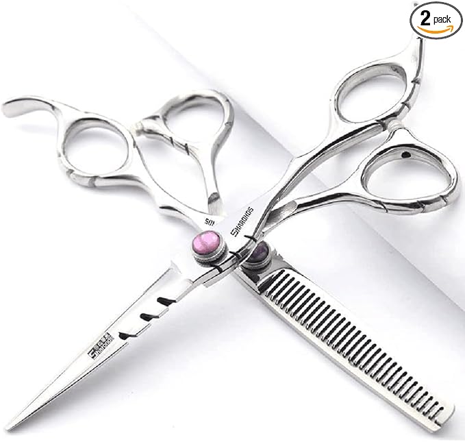 SHARONDS 6 Inch High Hardness Stainless Steel Hair Scissors (6 inch 2pc-B)