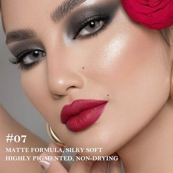 JUAAZIN Vivid Auburn Gradient Matte Lip Liner Pencil Crayon for Women - Waterproof Smudge-Proof Kissproof Long-Wear Lip Pencil, Flawless Contour Ombre Effect Lip Crayon,Creamy Pigmented Lip Liner 07#