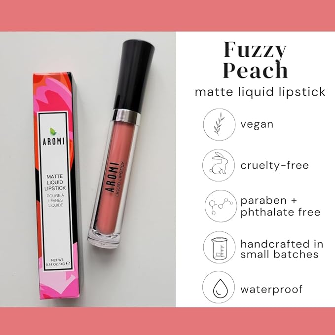 Aromi Peachy Beige Nude Matte Liquid Lipstick (Fuzzy Peach)
