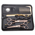 Purple Dragon 5.5 inch Hair Cutting Scissors Set with Razor - Rose Gold