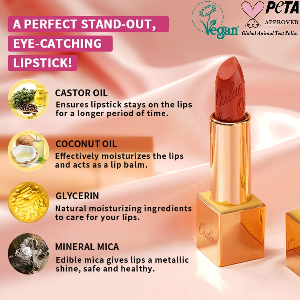 Oulac Halloween Black Lipstick for Women, Black with Raspberry Shimmer, High-Impact Lipcolor with Moisturizing Creamy Formula, Vegan & Cruelty-Free, Midnight Mirage (21)
