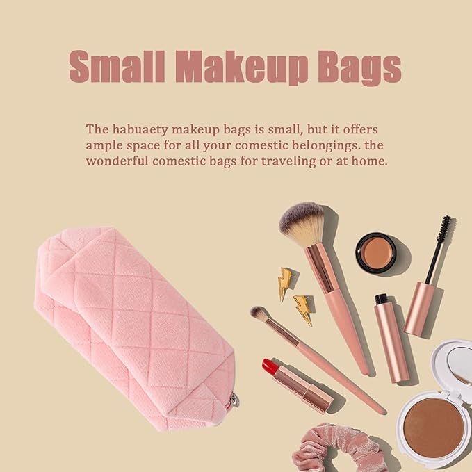 HABUAETY Makeup Bag Small Cosmetic Bags for Purse Women Girls Y2k Checkered Make Up Pouch