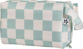 Tiny Twinkle Waterproof Travel Toiletry & Makeup Bag Organizer | Makeup Pouch with Multiple Compartments & Snap Handle for Travel | Gift for Teen Girls and Women（Sage Checkers