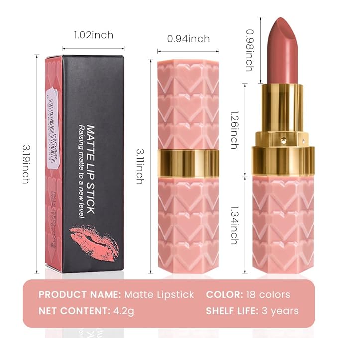 evpct 1Pcs Nude Beige Lipstick, Silky Velvet Matte Lipstick Pack Sets for Women, Long Lasting Smudge Proof Lipstick Lip Stain Makeup Kit matte lipsticks 24 hours original N01