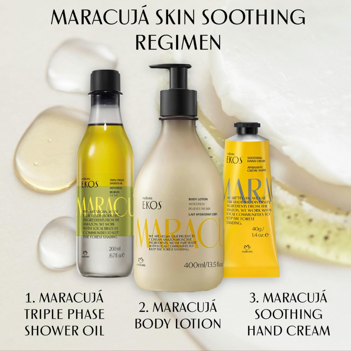 natura - Passion Fruit Hand Cream - Calming Balm - Fast Absorption - 24-Hour Deep Hydration Skin Moisturizer - Vegan Skin Care - Brazilian Beauty Secrets - Self Care & Body Care - 2.6oz (75g)