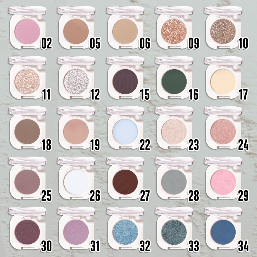 HHLTOH Dusty Grey Single Matte Eyeshadow Makeup, Neutral Powde Eye Shadow for Older Women, Smoky Gray Grey Matte Singles Eyeshadow Palette Pigmented Waterproof,Girls Monochrome Eyeshadows Gift 28