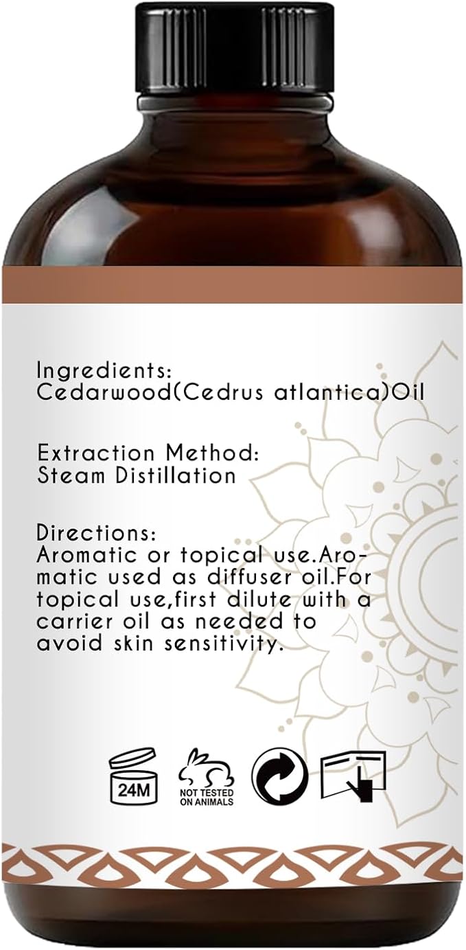 LOTUSJOY Cedarwood Essential Oil for Diffuser Room Spray Household - 4 Oz