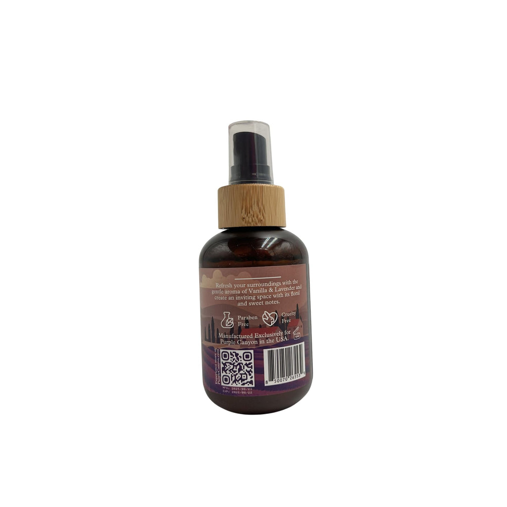 Purple Canyon Vanilla & Lavender with Tonka Room Spray — 4 oz Natural Linen & Room Freshener — Soothing Floral & Sweet Aroma — Spa-Like Relaxation — Premium Natural Fragrance Oils