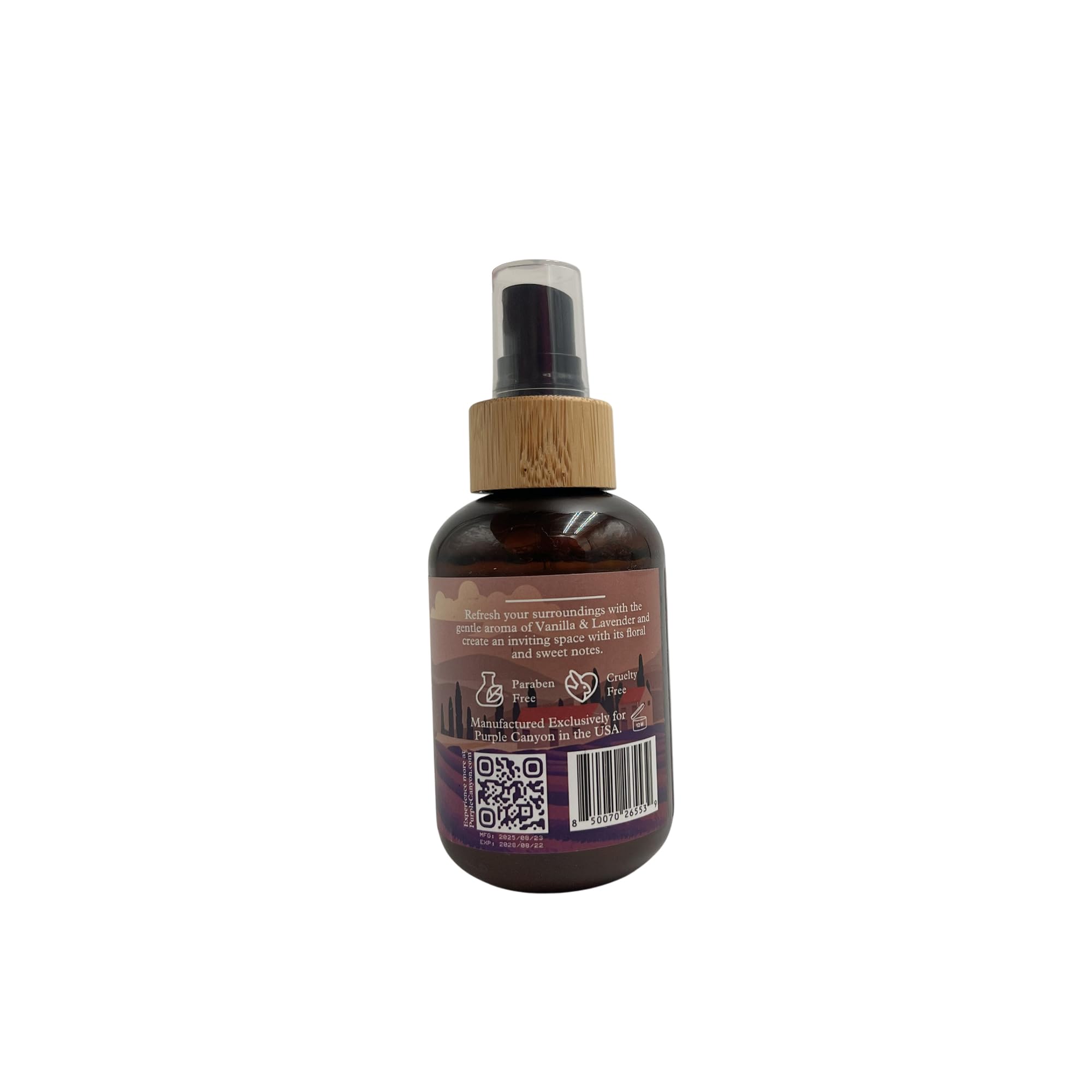 Purple Canyon Vanilla & Lavender with Tonka Room Spray — 4 oz Natural Linen & Room Freshener — Soothing Floral & Sweet Aroma — Spa-Like Relaxation — Premium Natural Fragrance Oils
