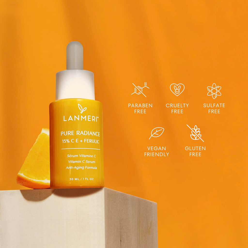 Lanmeri Ceuticals 15% Vitamin C + E + Ferulic Serum: Advanced Antioxidant Defense Formula with 1% Vitamin E & 0.5% Ferulic Acid – High-Stability Vitamin C Serum (1 Fl Oz (Pack of 2), Vitamin C)