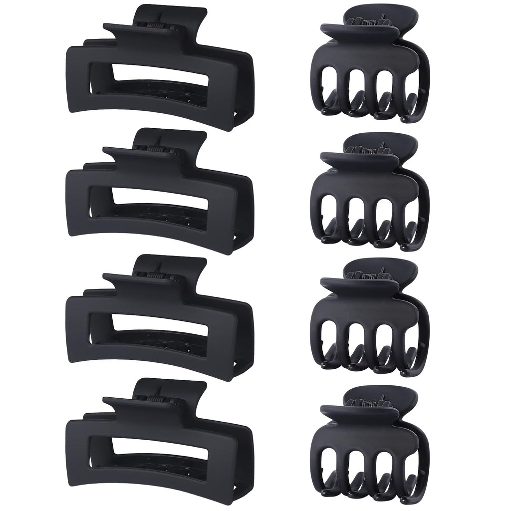 SMKSL Medium Hair Clips for Women 8 Pcs Small Claw for Thin and Thick Hair 2 Styles Clips for Hair Combination Rectangle Jaw Clips Hair Accessories for Women and Girls (Black)