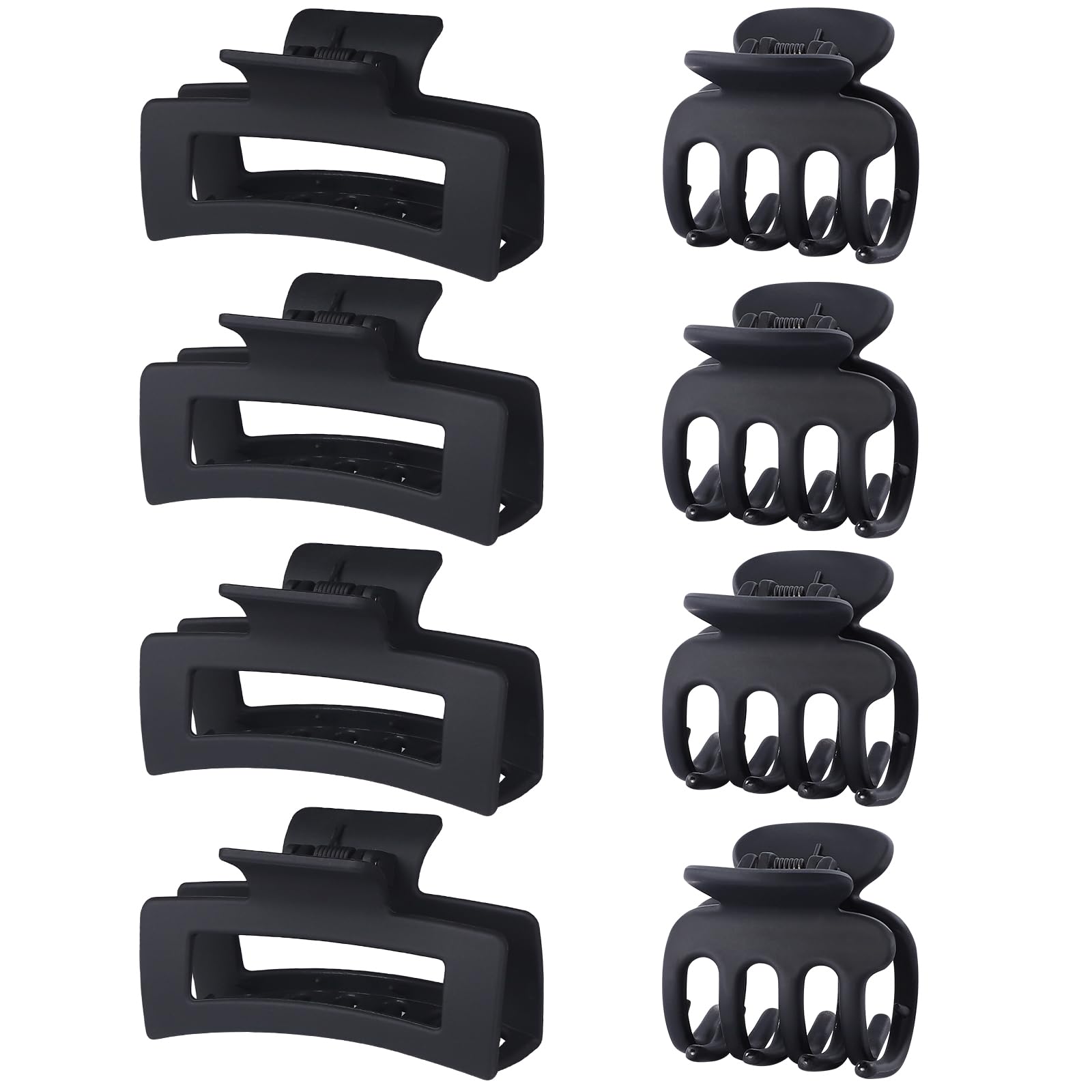 SMKSL Medium Hair Clips for Women 8 Pcs Small Claw for Thin and Thick Hair 2 Styles Clips for Hair Combination Rectangle Jaw Clips Hair Accessories for Women and Girls (Black)