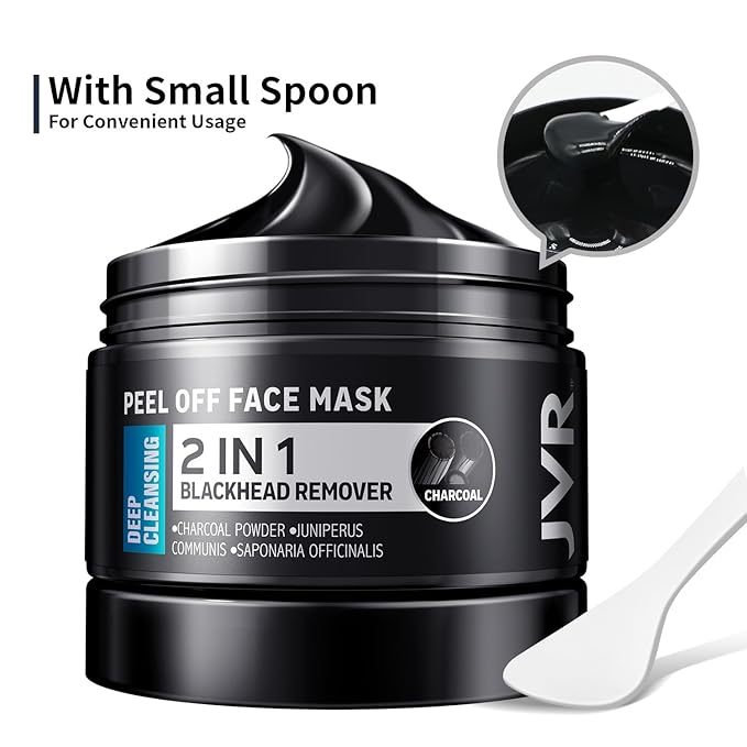 JVR Peel Off Face Mask, Charcoal Peel Off Black Mask, Facial Mask for Surface Cleansing For Men & Women, All Skin Types, 8.46 oz (240 g)
