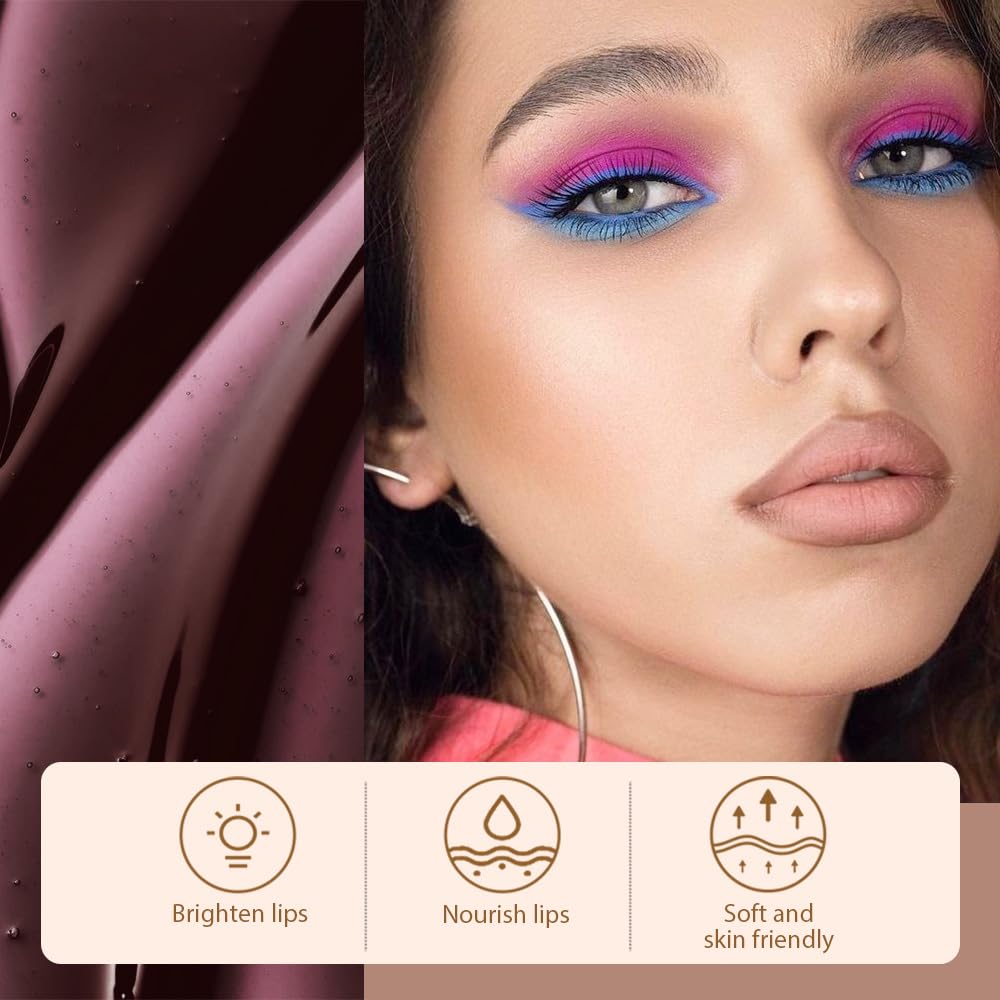 Hxssll Matte Lip Gloss Stain-Peel Off Lip Liner Tattoo, Dark Brown Lip Tint，Long Lasting Peel Off Lip Stain, Waterproof Transfer-proof Lip Mask Lip Liner Peel Off Lip Gloss,Stayn Lip Makeup. #05