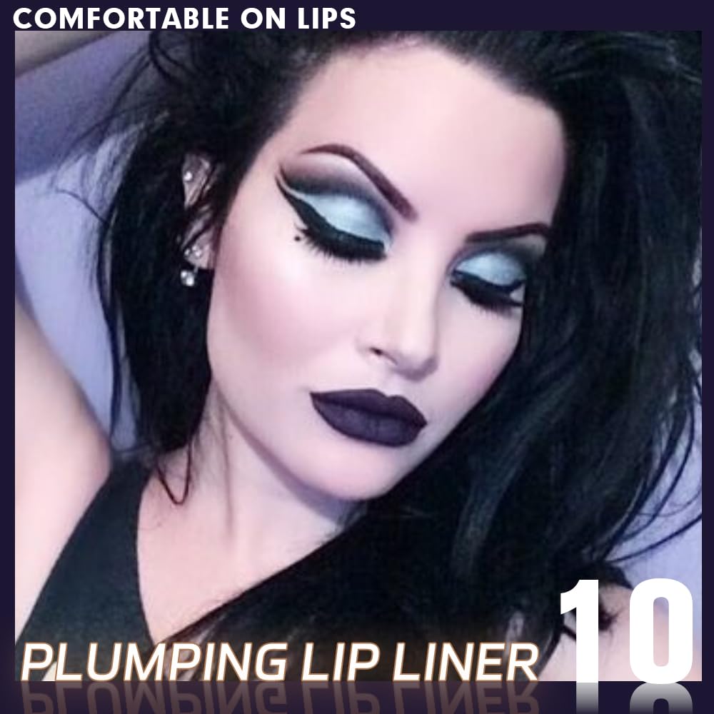 FeiCuiYun Matte Crayon Lip Liner Pencil, Deep Purple Lip Liners Lipstick For Women Halloween Birthday Party Wear, Plump Creamy Formula With Silicone Smudger for Define Contours & Sculpting Lip