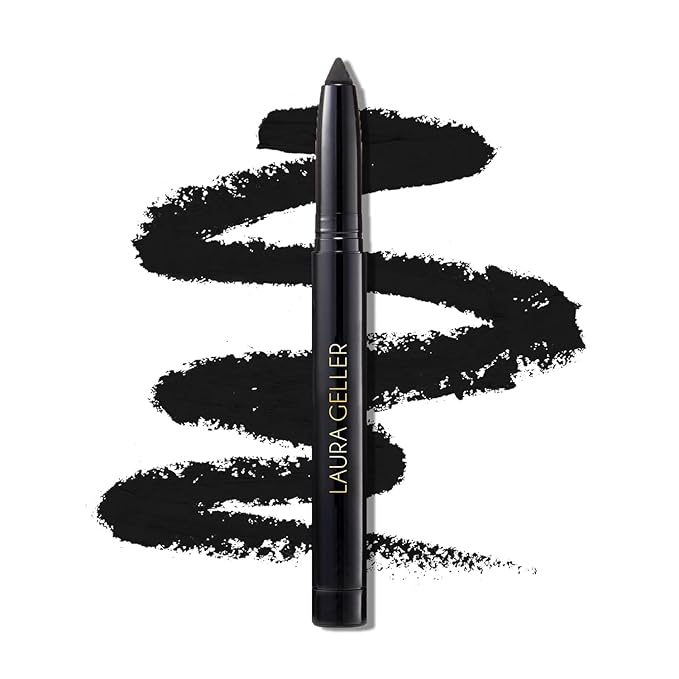 LAURA GELLER NEW YORK Kajal Longwear Kohl Eyeliner Pencil – Deep Black – Smooth, Blendable Application, Long-Wearing, Non-Creasing – Infused with Caffeine & Vitamin E – Built-In Sharpener