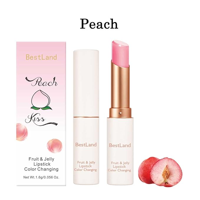 BestLand 6 Pcs/Set Peach Aloe Vera Strawberry Blueberry Avocado Grape Jelly Lipstick Set Temperature Change Moisturizer flower Lip Stick Long Lasting Nutritious Lip Balm Magic Color Change Lip Gloss