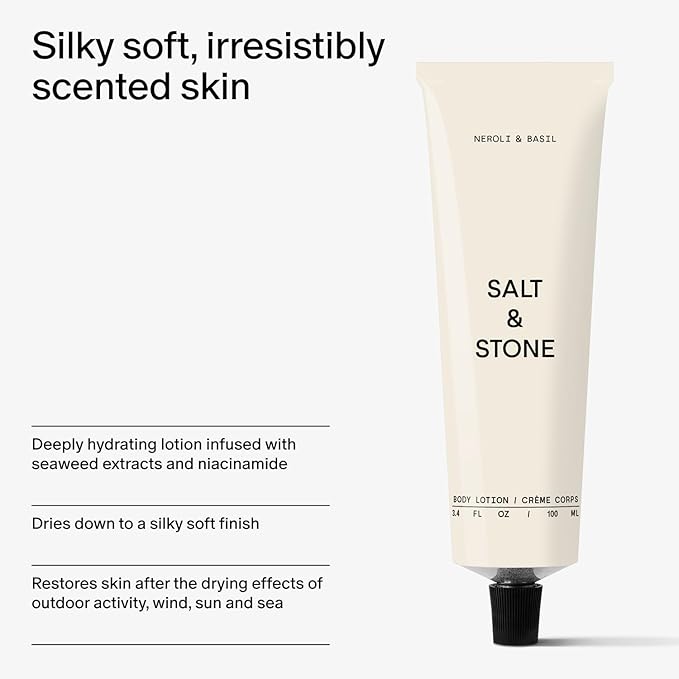 Salt & Stone Body Lotion for Women & Men, Vegan, Neroli & Basil 3.4 fl oz