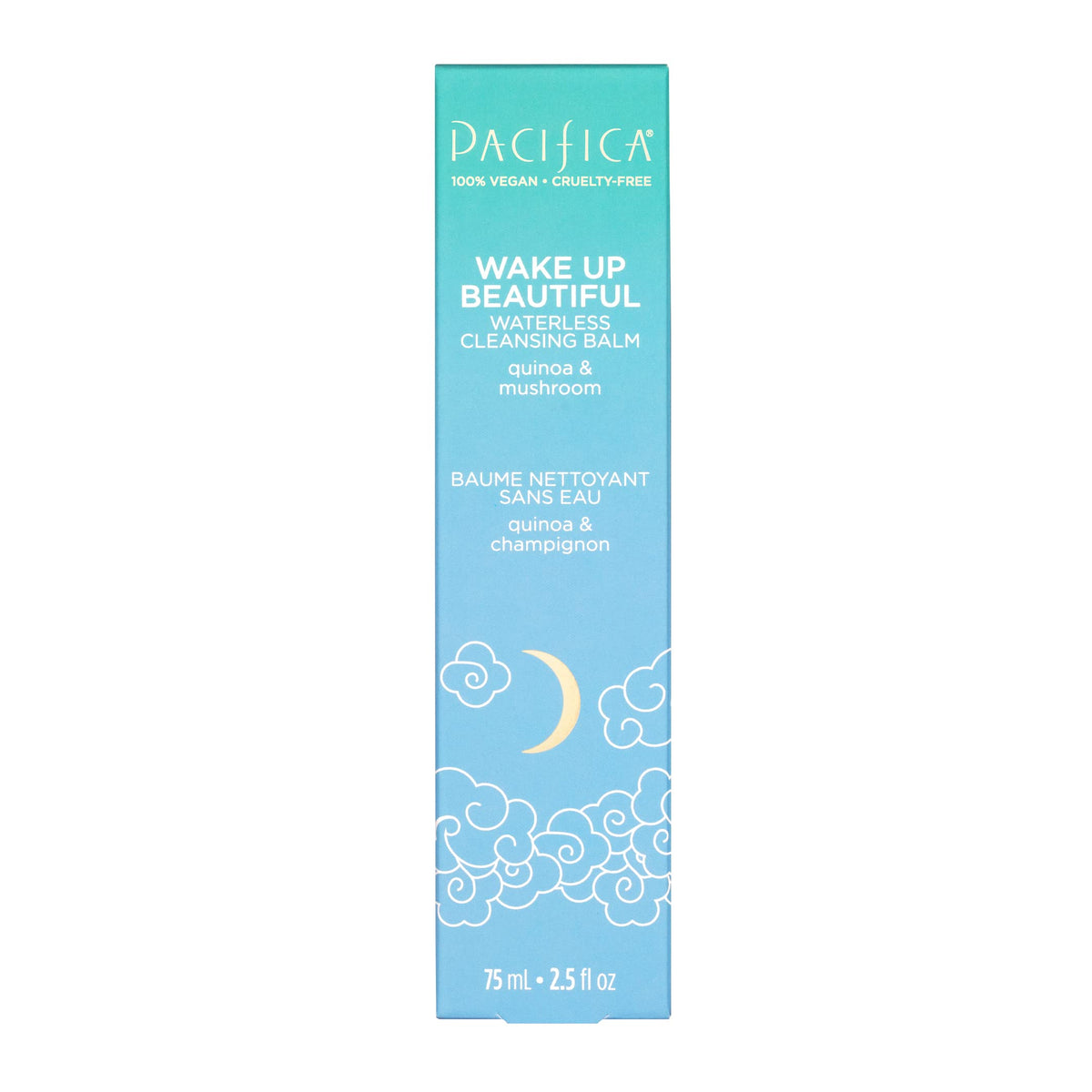 Pacifica Wake Up Beautiful Cleansing Balm & Makeup Remover - 2-in-1 Waterless Face Cleanser for Dry & Sensitive Skin, Hydrating No-Rinse Balm Dissolves Stubborn Makeup, 2.5oz