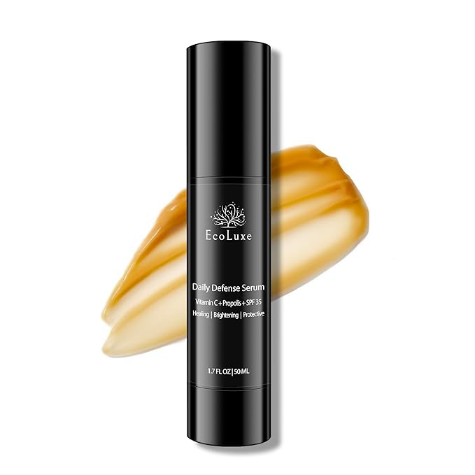 EcoLuxe Daily Defense Vitamin C Serum with Propolis and SPF 35 – Gentle Stabilized Vitamin C for Sensitive Skin, Brightening & Hydration