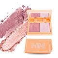 Haute Minute Makeup Blush + Brighten Highlighter Duo, Mini Lightweight Blendable Shimmer Blush, High Pigmented Makeup Powder Palettes, Cruelty Free - Don't Hurry, Be Happy!