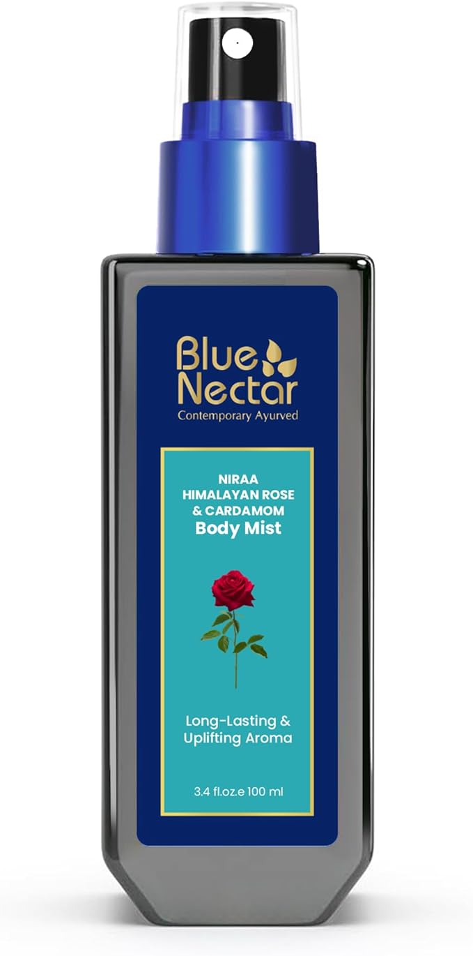 Blue Nectar Maharani Rose Attar Mist with Cumin & Sandalwood | Long-Lasting Perfume Mist for Women | Floral Essence | Travel-Friendly Body Mist Spray (3.38 Fl Oz)