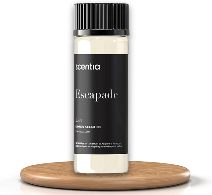 Scentia Escapade Aromatherapy Oil for Diffuser – Hotel Scent Inspired by 5-Star Resort – 20 mL – Jasmine, Bergamot & Marine Natural Fragrance Oil for Waterless & Cold Air Diffusers, Made in USA