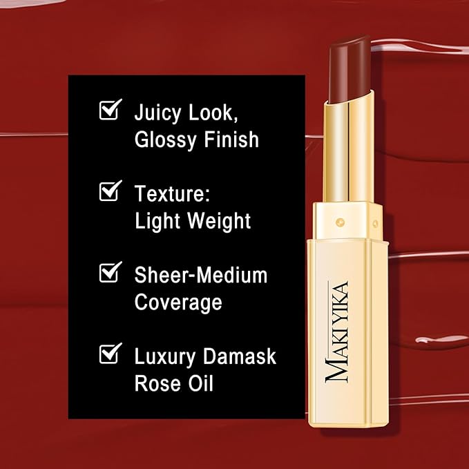 MAKI YIKA Moisture Dark Red Lipstick for Women Hydrate Tinted Lip Balm