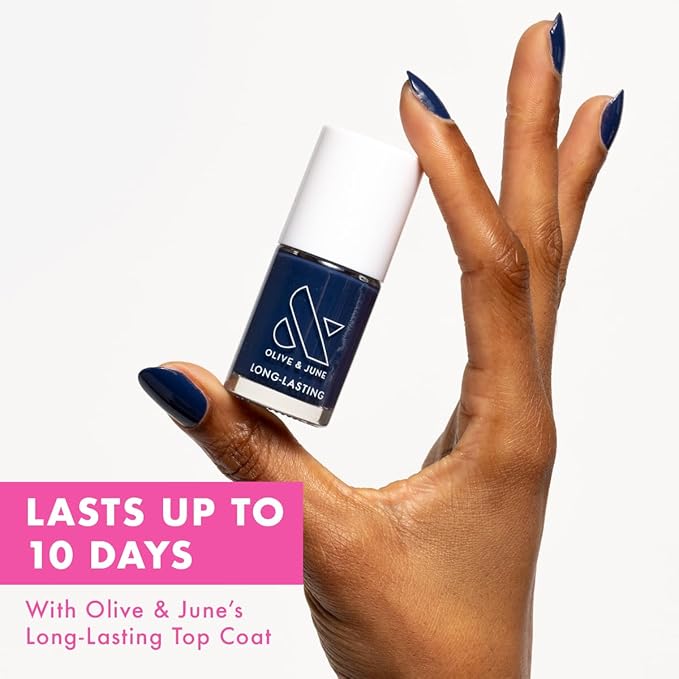 Olive & June Long Lasting Nail Polish | Plump Gel-Like Finish No Lamp Needed | Lasts up to 10 days | Salon-Quality 15-Free Vegan & Cruelty-Free Chip-Resistant | Ack, a shark Navy