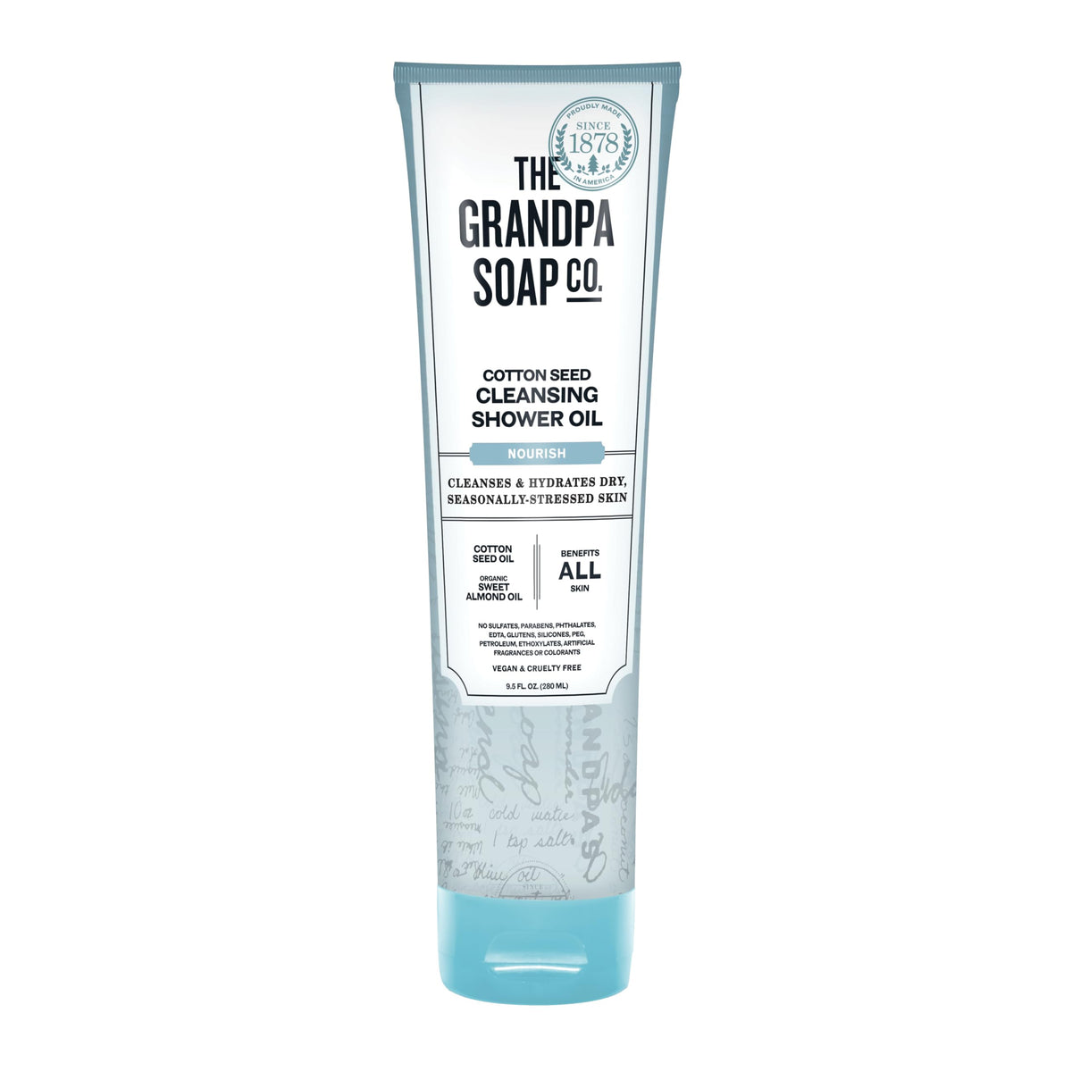 Grandpa's Cottonseed Oil Body Wash by The Soap Company | Cottonseed + Organic Sweet Almond Oils | Clean, Vegan & Cruelty Free Formula | Nourishing Body Soap for Sensitive Skin | 9.5 Fl. Oz. Tube