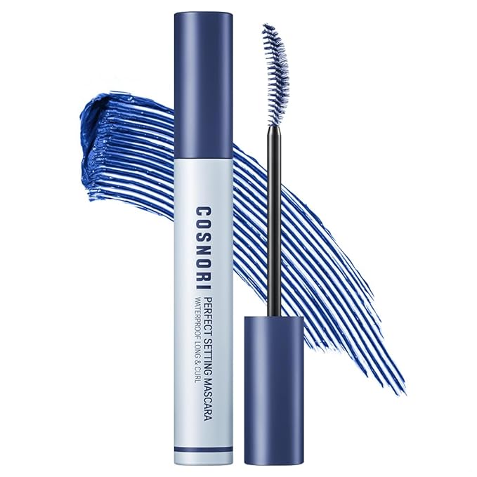 COSNORI Perfect Setting Waterproof Mascara Long&Curl 05 Royal Blue – Natural Defined Lashes with Long-Lasting Curl Hold, Deep Blue Mascara, Perfect Accent for Deep Skin Tones, 0.23fl oz