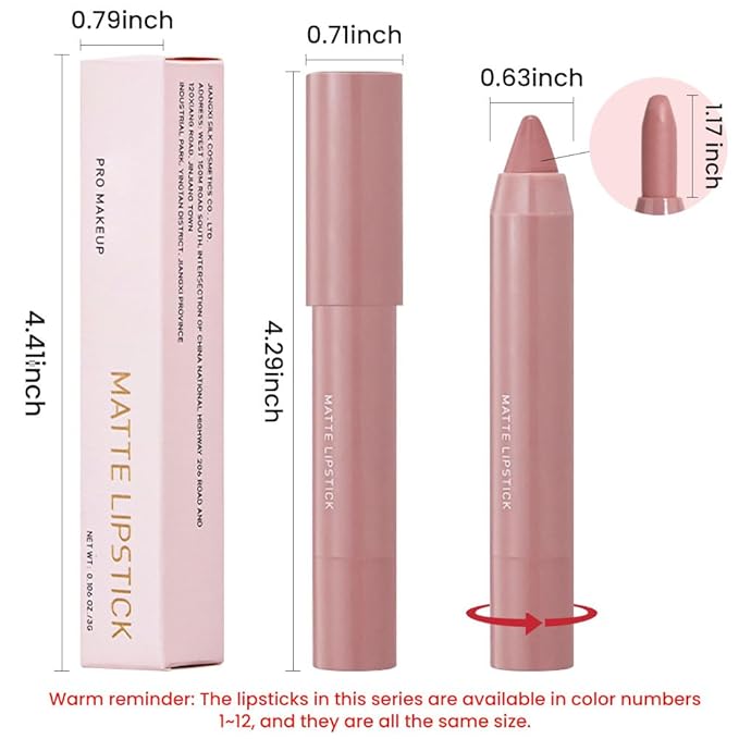 BINGBRUSH Crayon Matte Longwear Lipstick Pack Set,Moisture Smooth Color Stick Ultimate Lip Crayon for Makeup Collection - Waterproof Velvet Lipgloss (06#, 1 Count (Pack of 1))