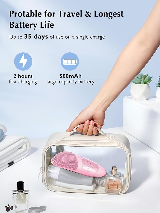COSLUS JMY05 Silicone Face Scrubber Facial Cleansing Brush, Heat Eye Care