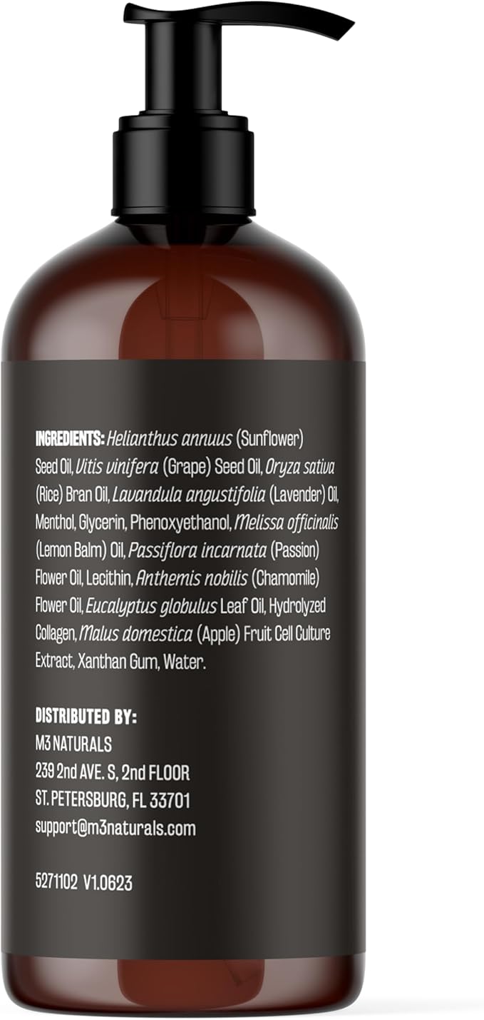 Lavender Sensual Massage Oil with Collagen and Stem Cells, Skin Tightening Therapy for Bum, Thighs, and Belly, Fast-Absorbing Cellulite Oil, 8 fl oz by M3 (Pack of 2)